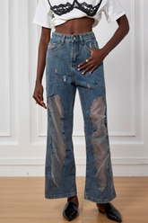 Durchsichtige Jeans „Leanna“ aus Netzstoff